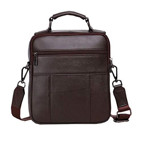 Leather Shoulder Messenger Bag for Men Business Travel Outdoor Crossbody Handbag Briefcase Wallet Phone Pouch Purse Casual Daypack Coffee
