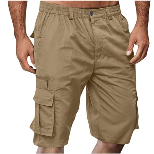 APIVOE Cargo Shorts for Men Summer Elastic Waist Shorts Lightweight Work Long Shorts Big and Tall Cargo Shorts with Pockets