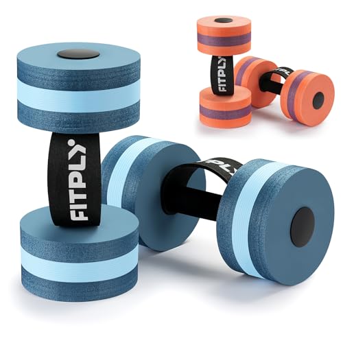 Fitply Water Weights Aquatic Pool Dumbbells for Pool & Water Exercise - EVA Foam Pool Weights, 2PCS Lightweight Water Dumbbells, Swim Weights and Water Aerobics Weight Loss Pool Exercise Equipment