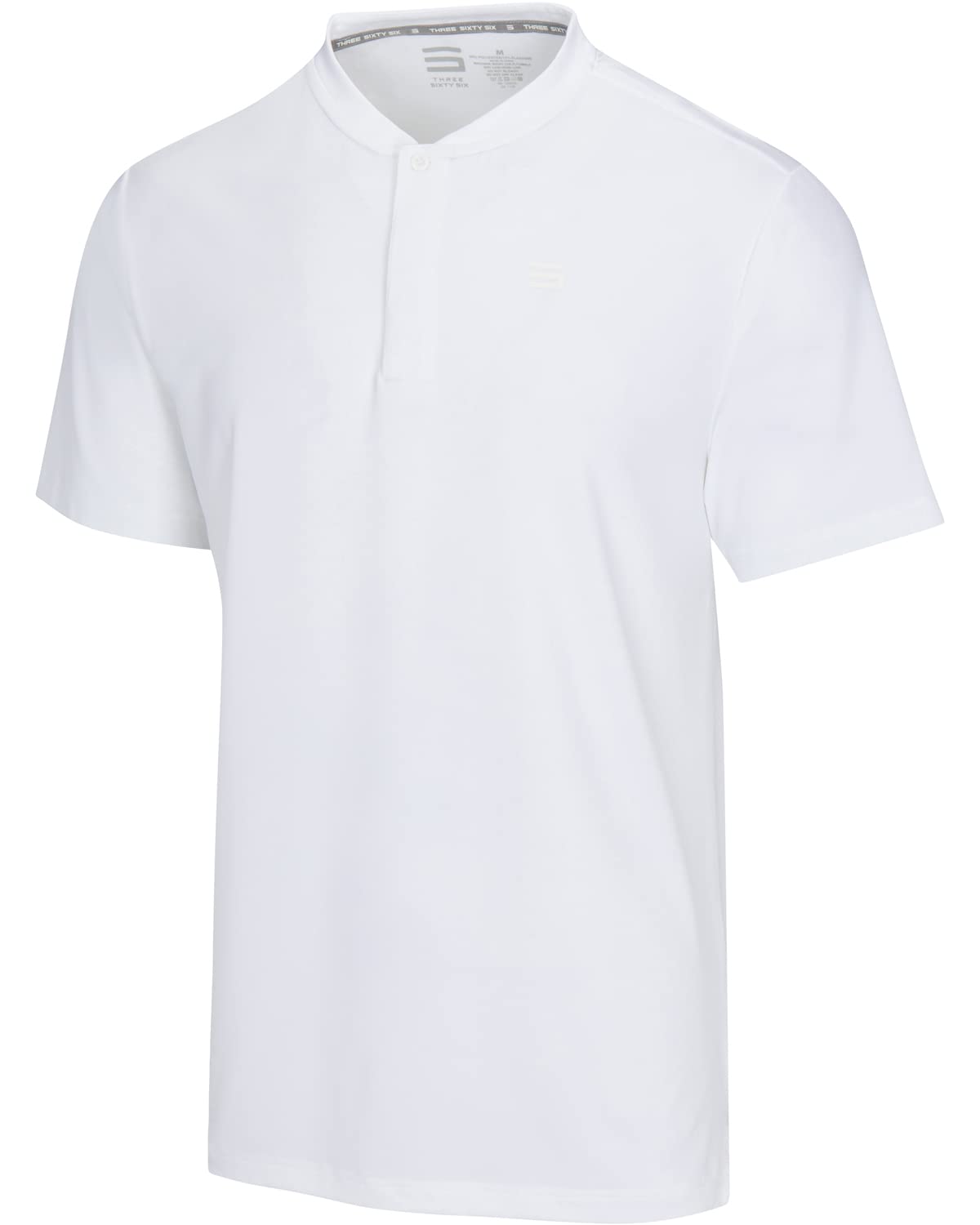 Three Sixty Six Collarless Golf Shirts for Men - Quick Dry Short Sleeve T-Shirt with 4-Way Stretch Fabric & UPF 30