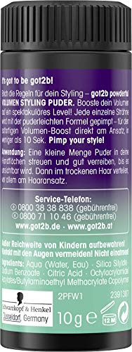 Got2B Schwarzkopf Powder'ful Unisex Root Hair Styling Powder, For Instant Volume and Root Boost, Vegan, 10g