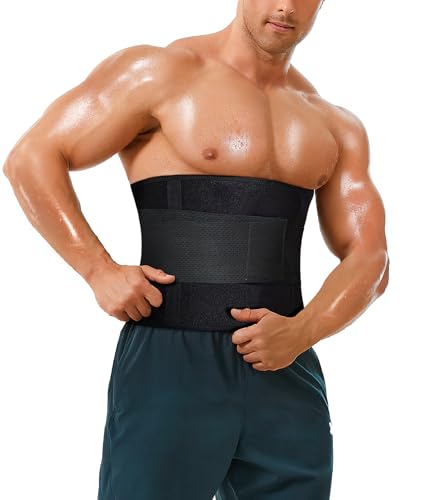 Junlan Waist Trainer for Men Sweat Waist Trimmer Belt for Stomach (Blue, Medium)