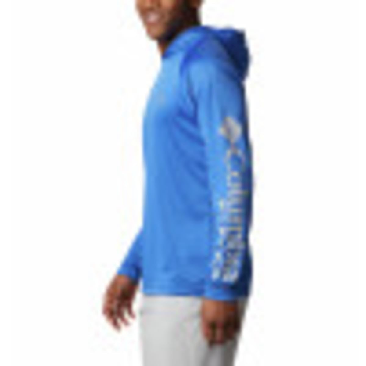 Columbia Mens PFG Terminal Tackle Long Sleeve Fishing Hoodie, Vivid Blue/Cool Grey Logo, 1X