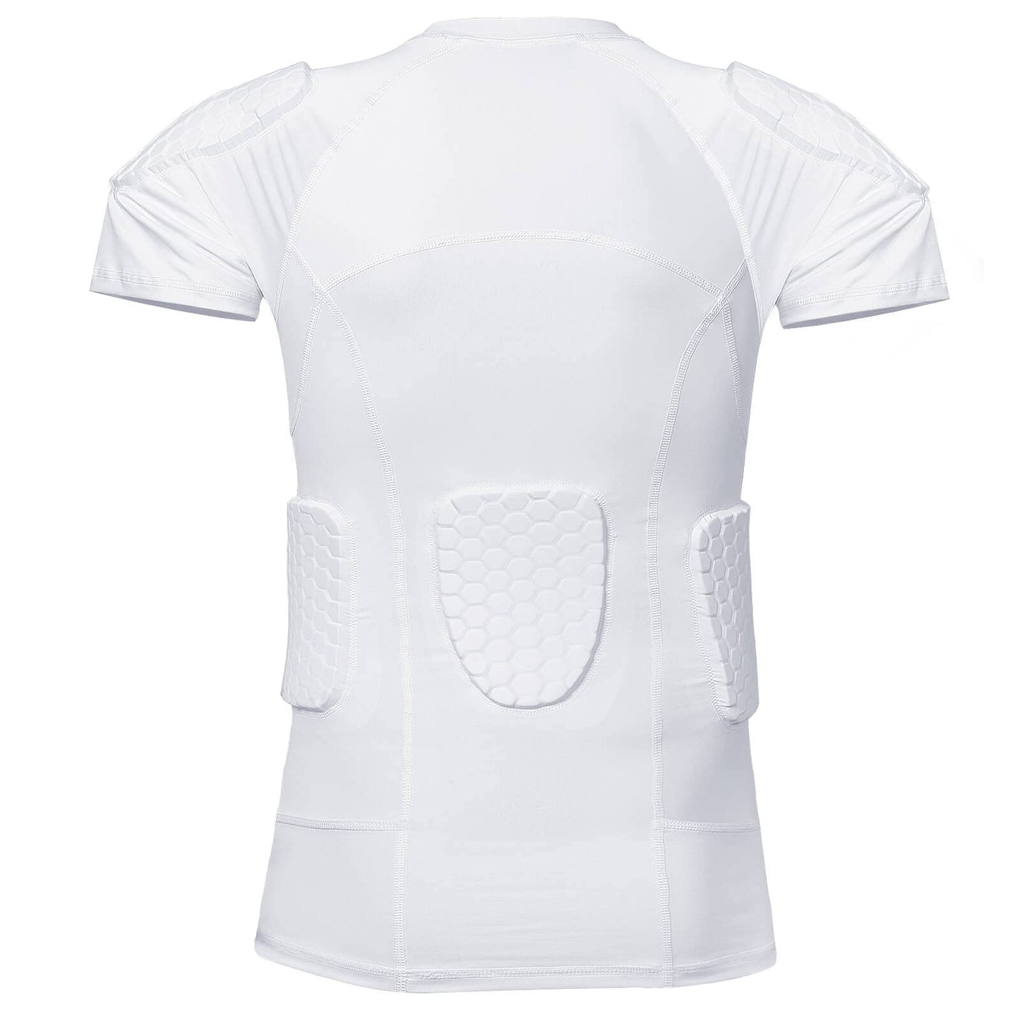 TUOY Men's Padded Compression Shirt Protective Shirt Rib Chest Protector for Football Paintball Baseball White