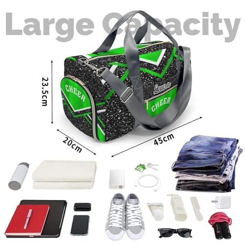 Ronxzas Cheer Cheerleader Sports Duffel Bag Travel Duffle Gym Bags Weekender Bag with Shoe Compartments (Green)
