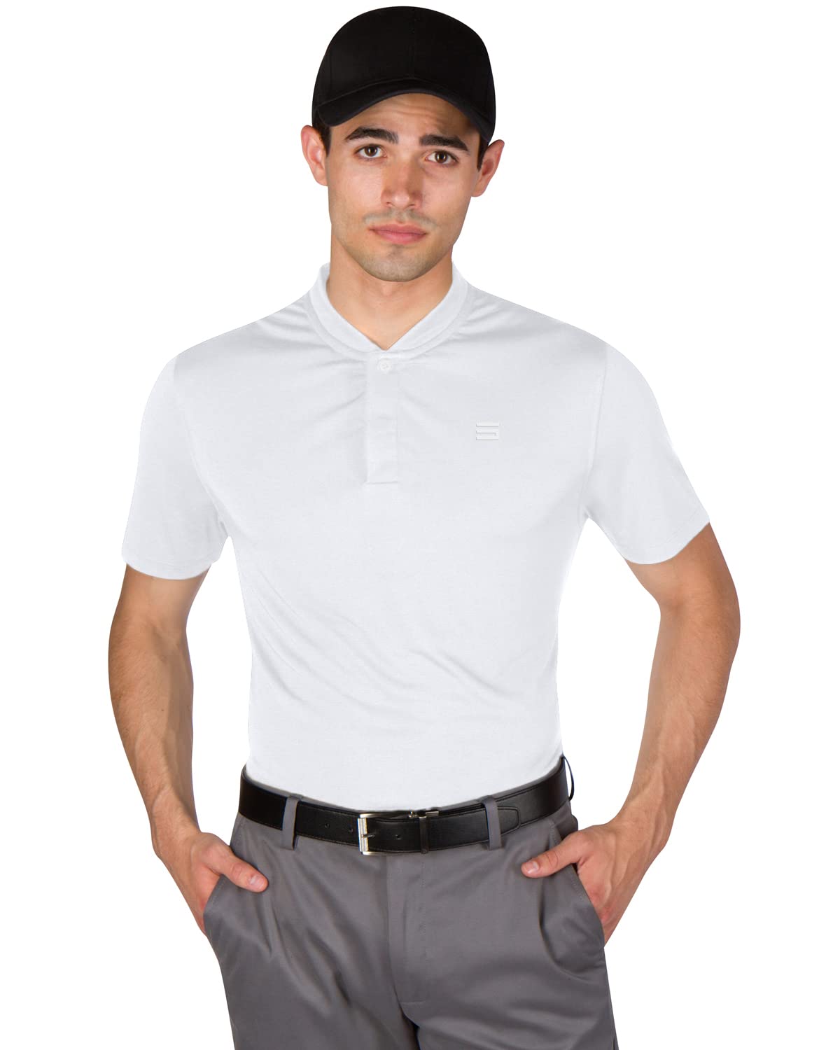 Three Sixty Six Collarless Golf Shirts for Men - Quick Dry Short Sleeve T-Shirt with 4-Way Stretch Fabric & UPF 30