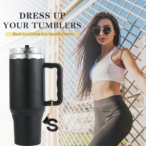 Letter Charm Accessories for Stanley Cup 1 PCS Cute Initial Keychain Handle Charm for Stanley Tumbler for Women Pink Letter I