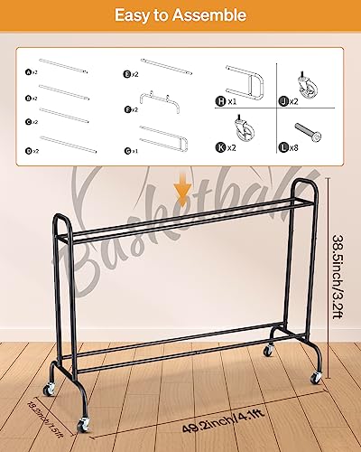 EXTCCT Tilt Basketball Rack Ball Storage Holder - Tilt Basketball Shooting Training Rack, Garage Sports Equipment Organizer, Outdoor and Indoor Rolling Balls Cart with Wheels
