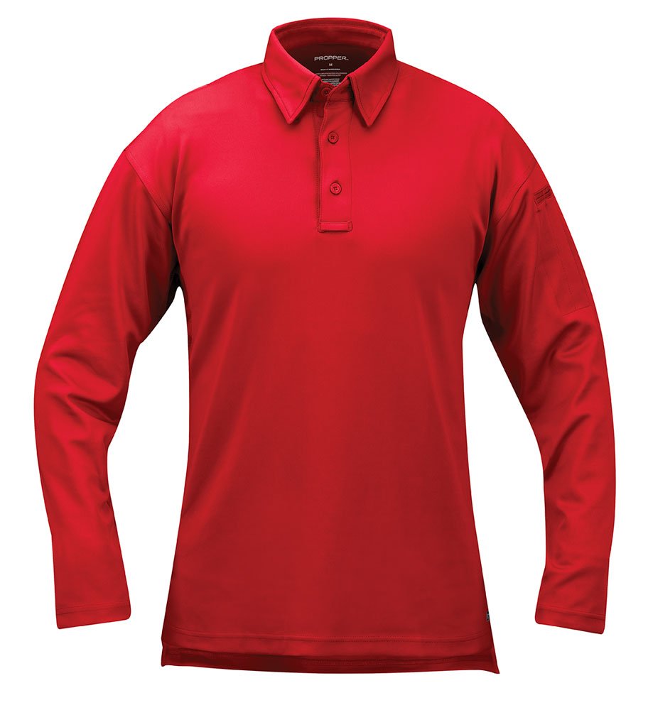 Propper I.C.E Men's Long Sleeve Performance Polo Shirt, Red, Medium