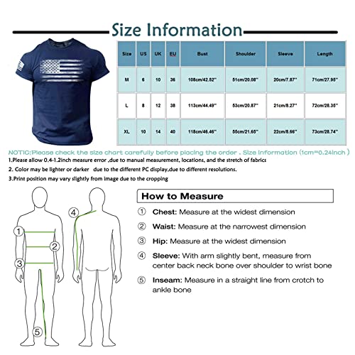 Ymosrh Clothes for Men Shirts, Patriotic American Flag Printed T-Shirt Casual Tees Work Shirts Mens Cotton (L, Red)