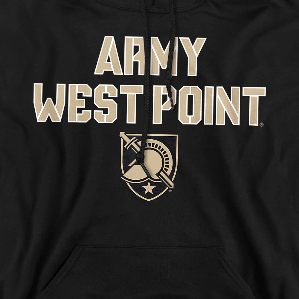 West Point United States Military Academy Official Stacked Unisex Adult Pull-Over Hoodie,Black, Large