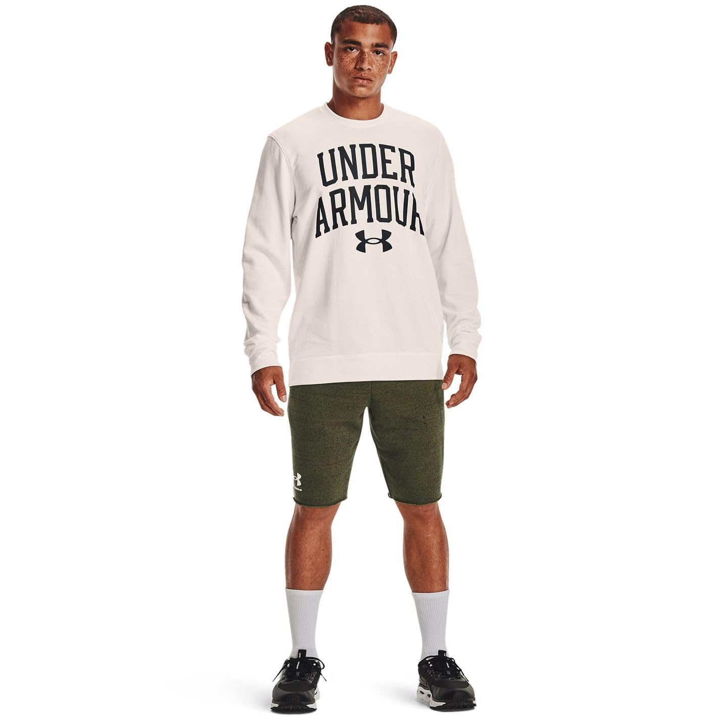 Under Armour Men's Rival Terry Crew Neck T-Shirt, Onyx White (112)/Black, XX-Large