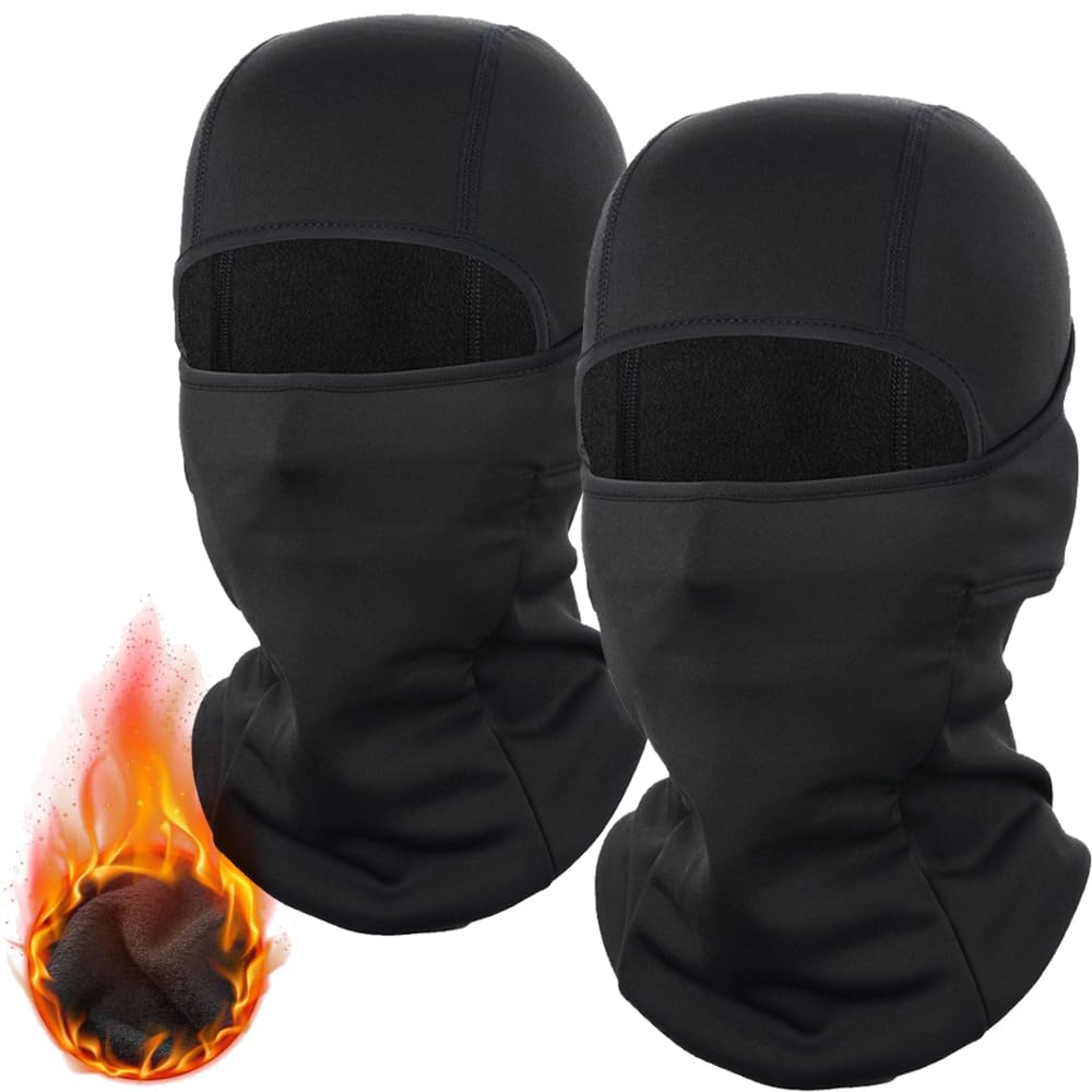 WTACTFUL 2Pieces Balaclava Face Ski Mask for Men, Winter Warm Thermal Full Face Cover Mask for Motorcycle Cycling Skiing Snowboarding Outdoor Black
