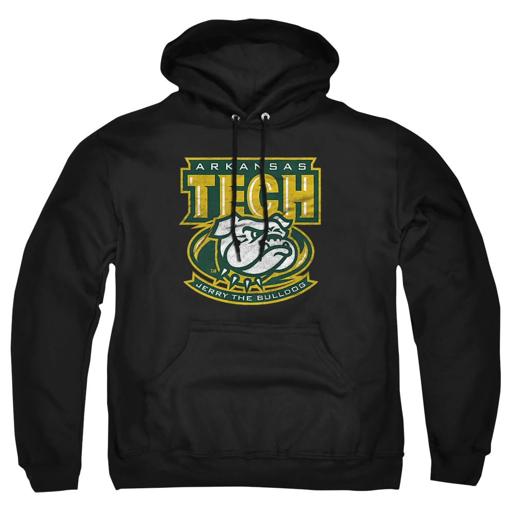 Arkansas Tech University Official Distressed Primary Unisex Adult Pull-Over Hoodie, Black, Medium