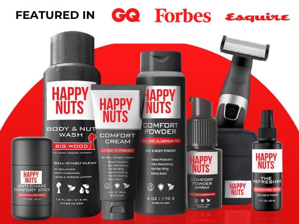 HAPPY NUTS Comfort Powder - Anti Chafing & Deodorant, Aluminum-Free, Sweat and Odor Control for Jock Itch, Groin and Men's Private Parts (4 Ounce (Pack of 1), Fragrance-Free)