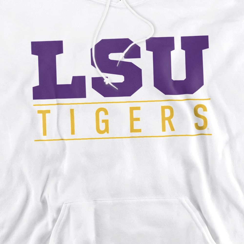 Louisiana State University LSU Official Between The Lines Unisex Adult Pull-Over Hoodie,White, Medium