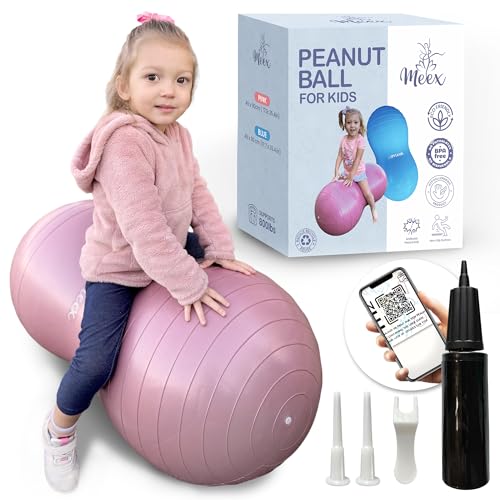 Meex Sensory Peanut Ball for Kids Therapy and Exercise - Enhance Balance, Motor Skills and Physical Therapy Calming Development with Our Yoga Ball - Flexible Seating for Autistic Children - Pink