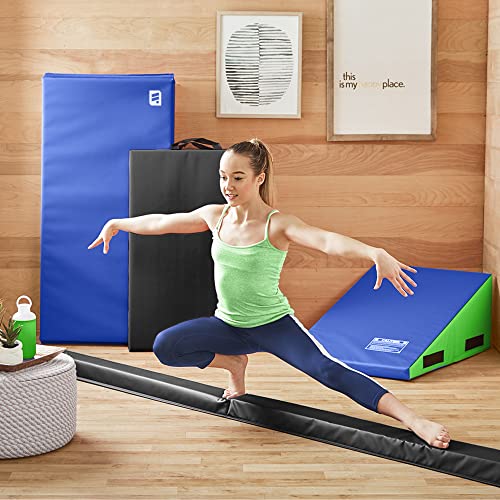 We Sell Mats 9 ft Folding Foam Balance Beam Bar, Portable Gymnastics Equipment for Gymnast, Children or Cheerleaders, Blue