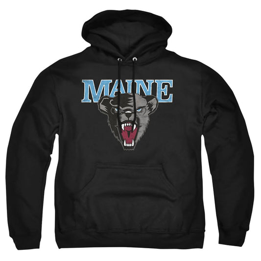 University of Maine Official Distressed Primary Unisex Adult Pull-Over Hoodie, Black, Large