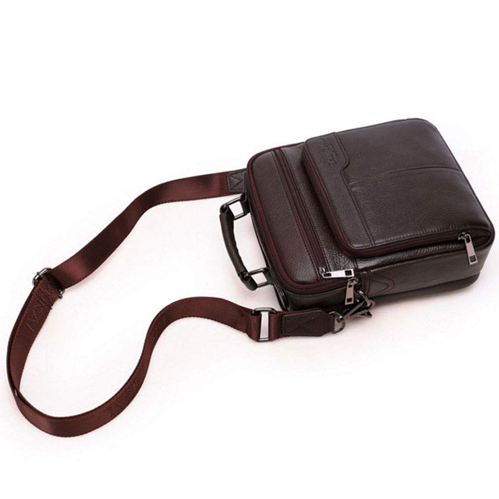 Leather Shoulder Messenger Bag for Men Business Travel Outdoor Crossbody Handbag Briefcase Wallet Phone Pouch Purse Casual Daypack Coffee