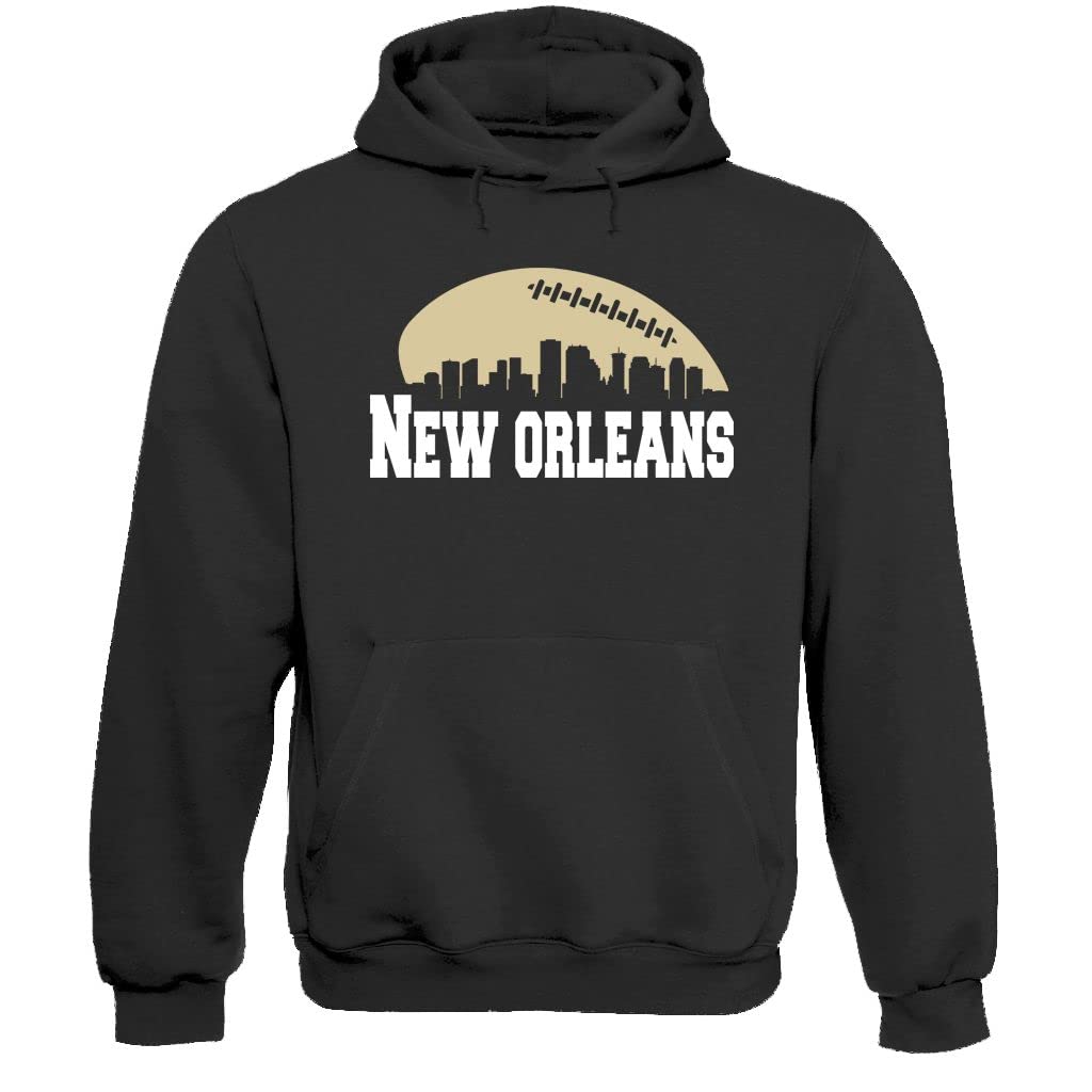 Xtreme Apparrel New Orleans Football Skyline Men's Fan Hoodie Sweatshirt (Black Hoodie, L)