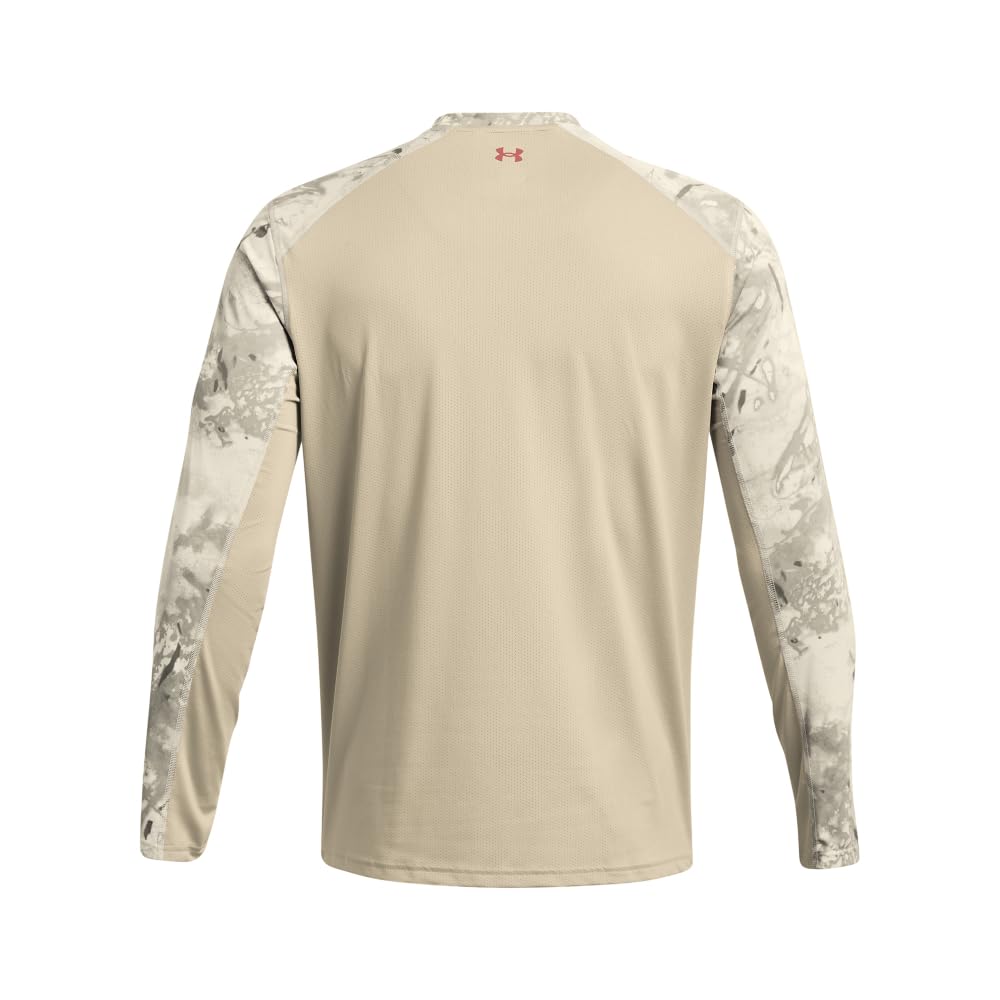 Under Armour Men's Iso-Chill Shorebreak Camo Long Sleeve, (289) Khaki Base/Khaki Base/Sedona Red, Small