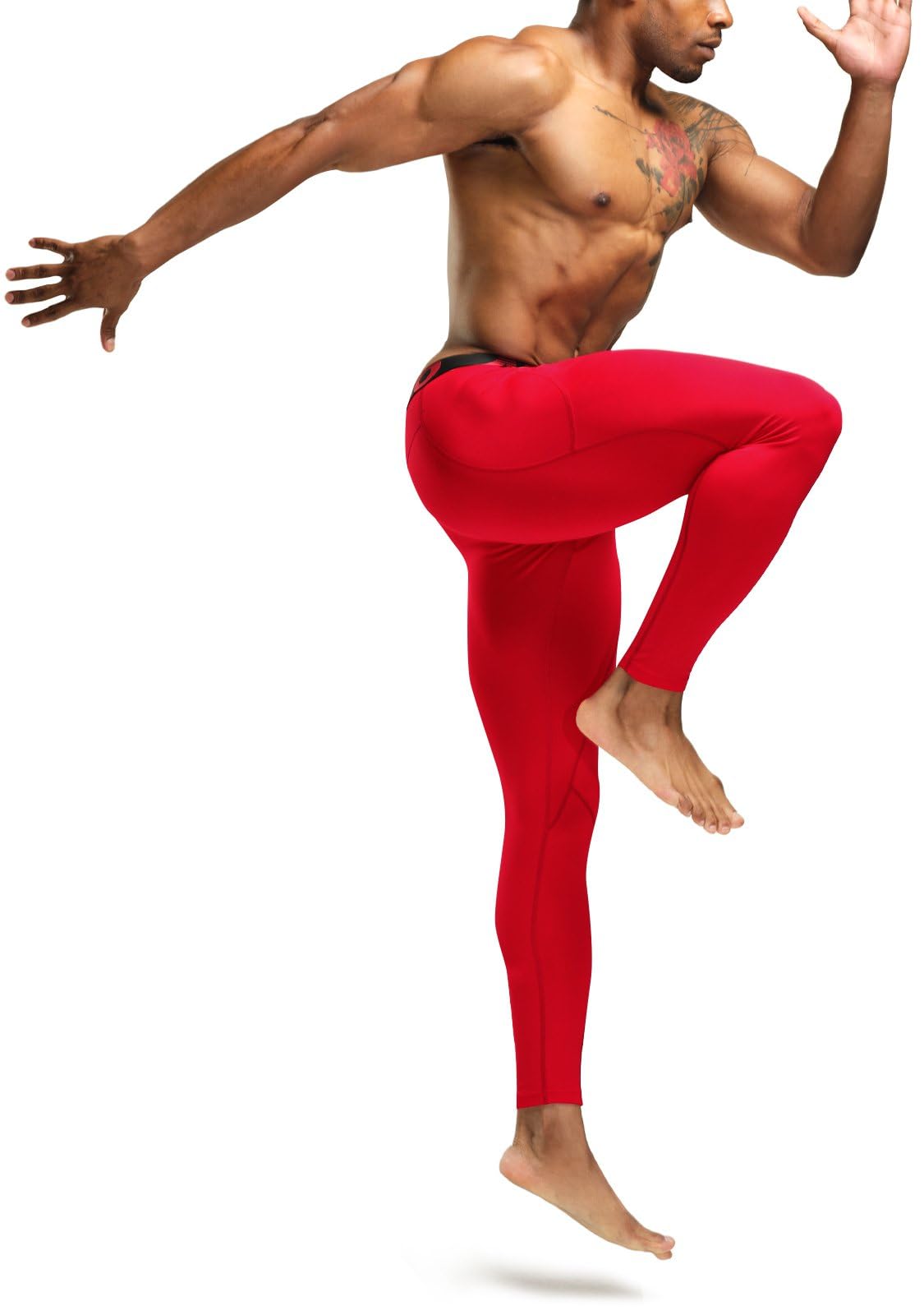 ATHLIO Men's Thermal Compression Pants, Athletic Running Tights & Sports Leggings, Wintergear Base Layer Bottoms, 3pack Thermal Pants Black/Charcoal/Red, Large