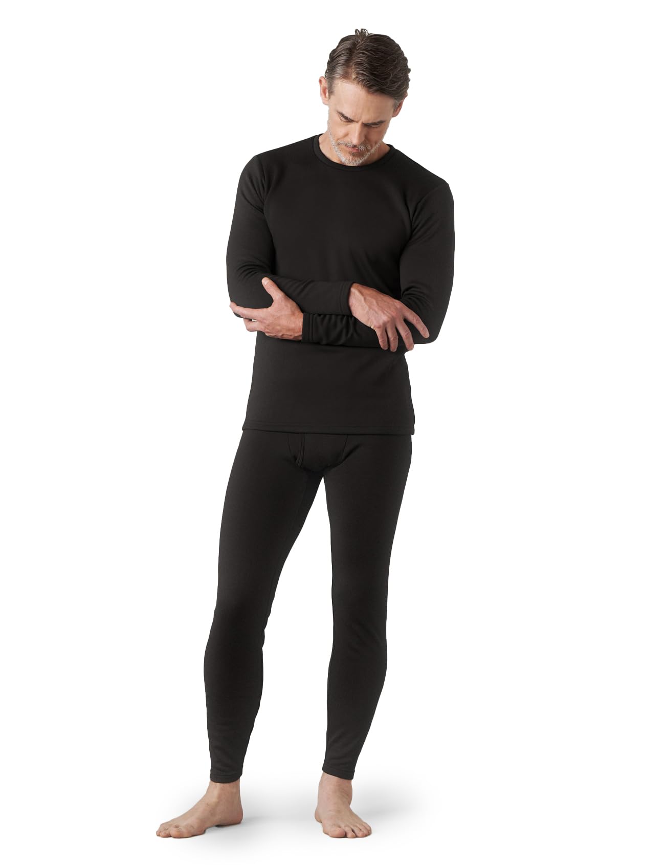 LAPASA Men's Thermal Underwear Set Soft Fleece Lined Long Johns Heavyweight Base Layer Top & Bottom Winter Thermoflux 300 Extra Warm M24 X-Large Black
