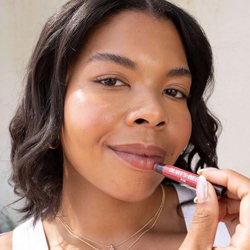 Burt's Bees Shimmer Lip Tint Set, Tinted Lip Balm Stick, Moisturizing for All Day Hydration with Natural Origin Glowy Pigmented Finish & Buildable Color, Raisin (1-Pack)