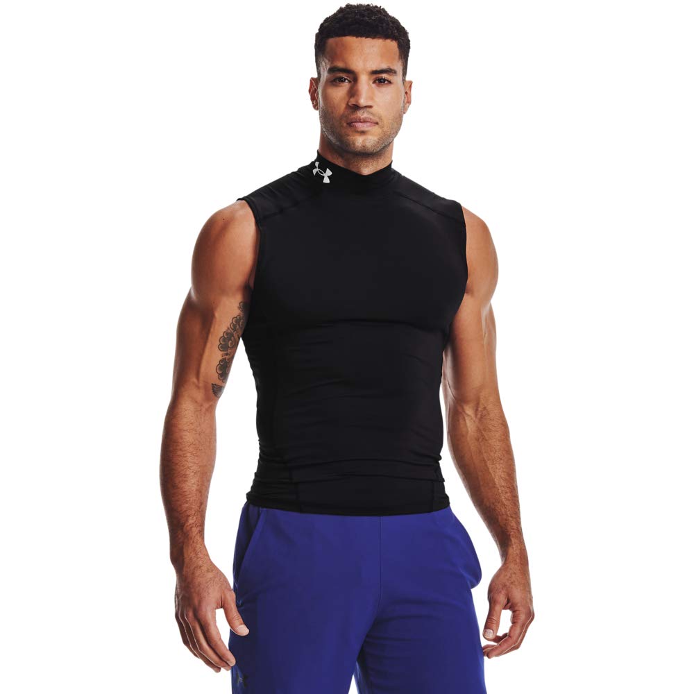 Under Armour Men's HeatGear Armour Compression Mock Sleeveless, Black (001)/White, Medium