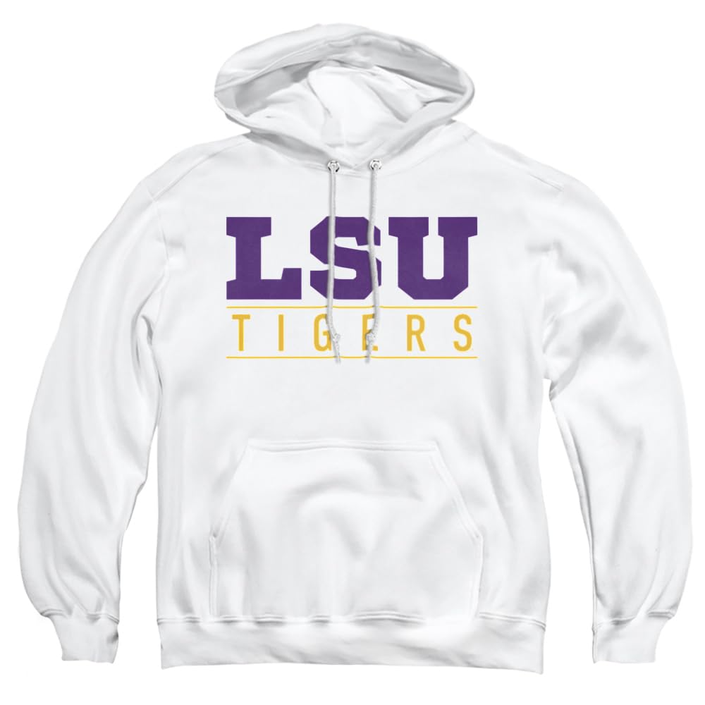 Louisiana State University LSU Official Between The Lines Unisex Adult Pull-Over Hoodie,White, Medium