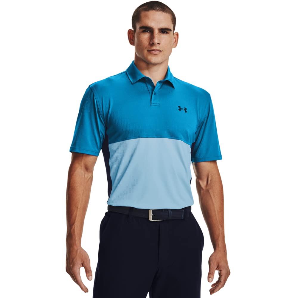 Under Armour Men's Performance Blocked Golf Polo, Victory Blue (474)/Blue, Small
