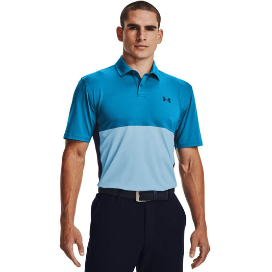 Under Armour Men's Performance Blocked Golf Polo, Victory Blue (474)/Blue, Small