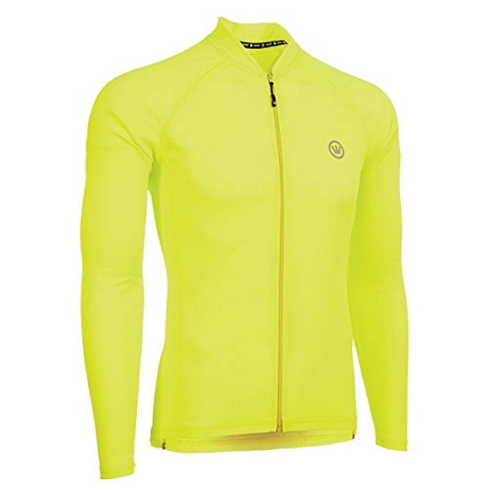 CANARI Men's Optic Nova Long Sleeve Cycling/Biking Jersey, Killer Yellow, X-Large