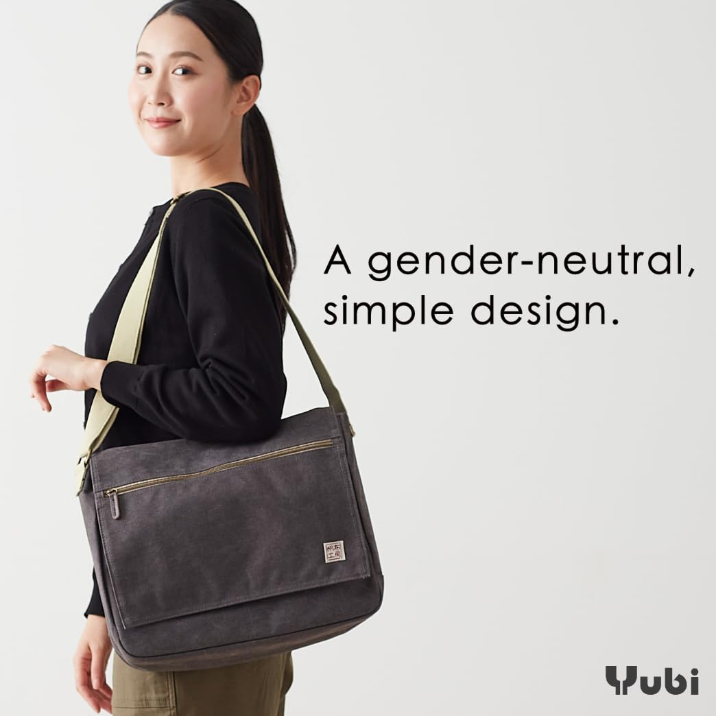 HANPU KOUBOU Shoulder Bag Messenger Bag Men Ladies Canvas Shoulder Laptop bag crossbody Diagonal 3X81 (Khaki)