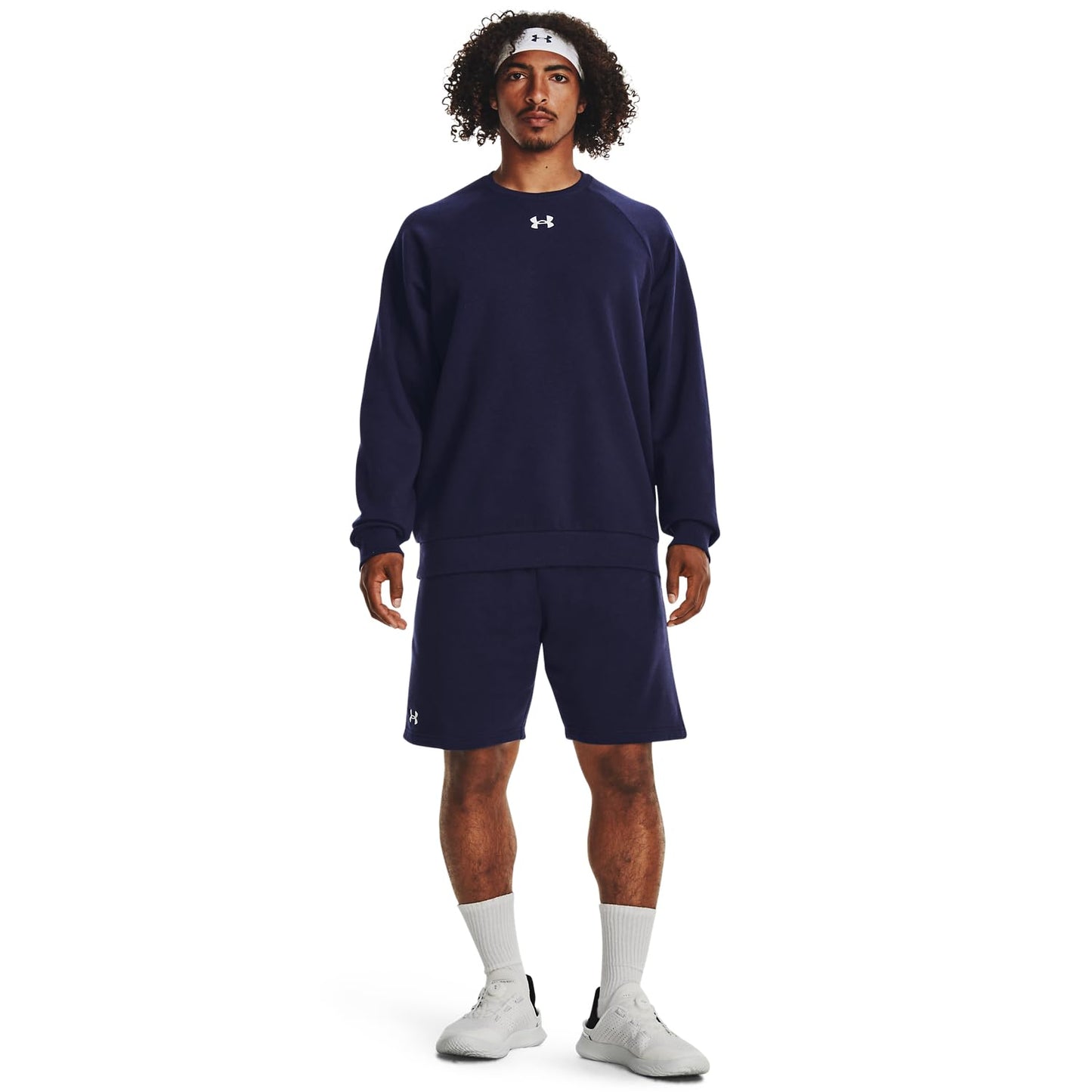 Under Armour Men's Rival Fleece Crew, (410) Midnight Navy / / White, 4X-Large Tall