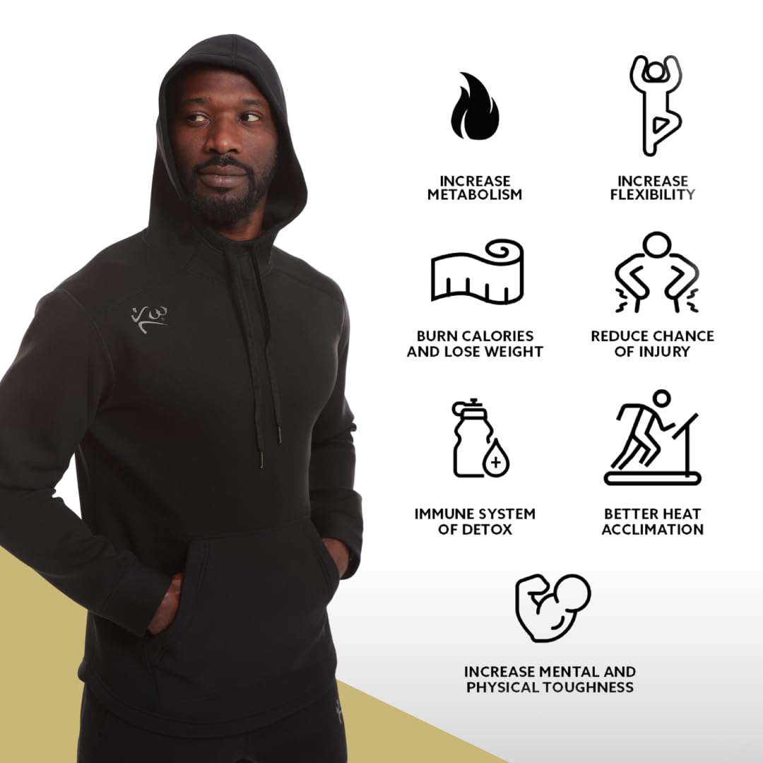 Kutting Weight - Sauna Hoodie V4 - SweatTech Neoprene Sauna Hoodie - For Exercise, Workout, Heat Training & Weight Loss - Breathable & Flexible - Maximize Workouts - Unisex - XS - Black