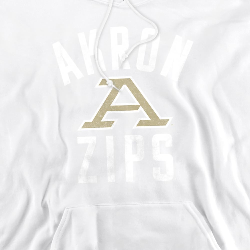 University of Akron The Official Zips Logo Unisex Adult Pull-Over Hoodie, White, Medium