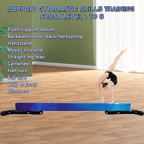 Seliyoo Adjustable Balance Beam Gymnastics Beam high and Low Floor Beam for Kids Home Training,Competition Gymnastic Equipment for All Skills with Weight Limit 500 LBS (Sparking Stars, 7"-29")