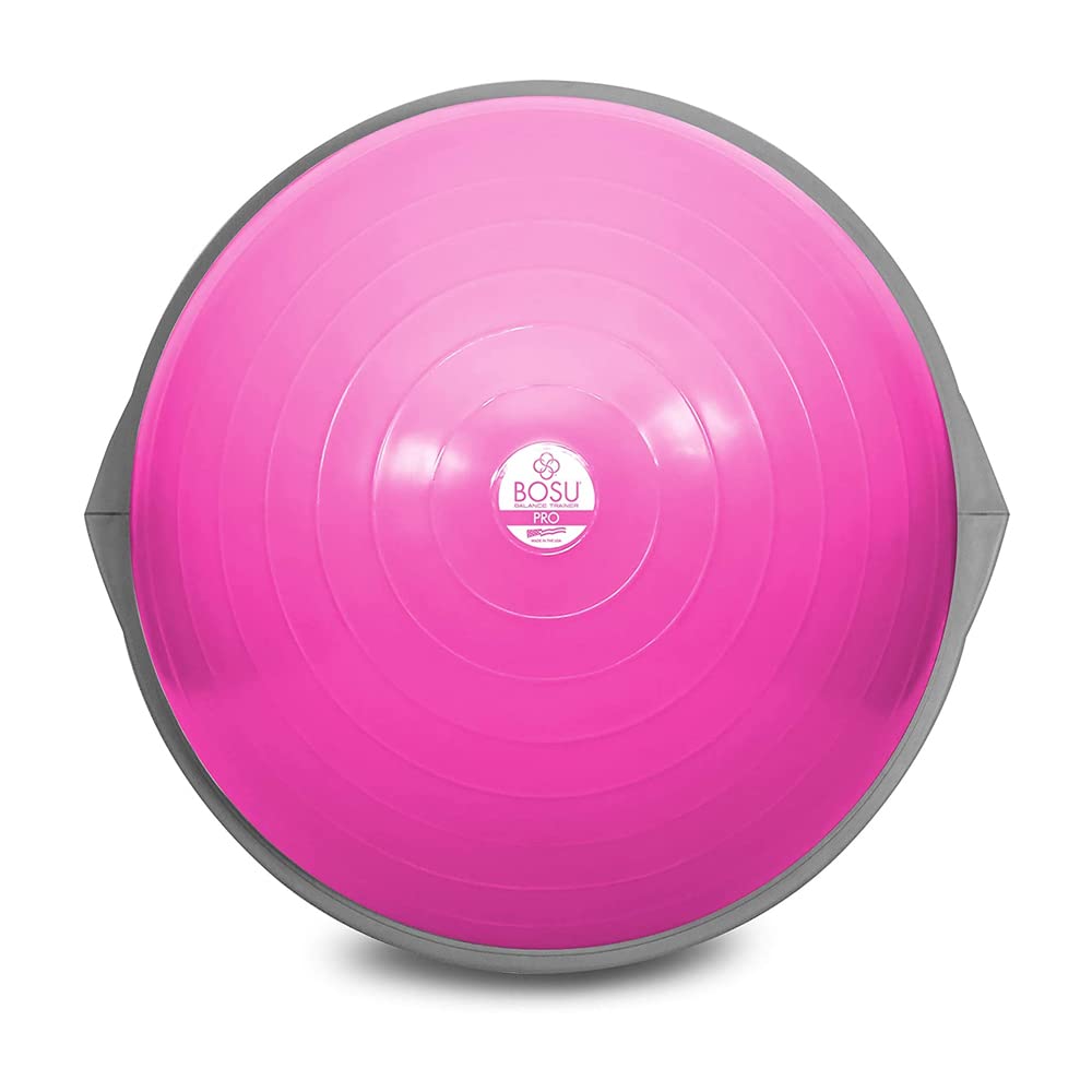 Bosu Pro Multi Functional Home Gym 26 Inch Full Body Balance Strength Trainer Ball Equipment with Guided Workouts and Pump, Pink