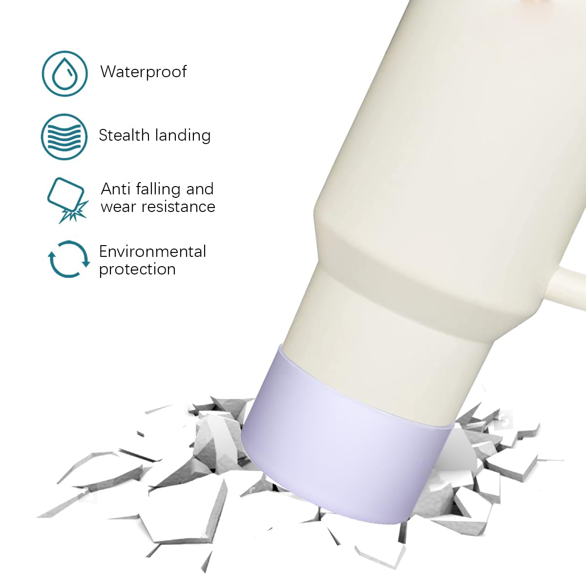 HEYSKAY 2pcs Protective Flask Silicone Boot Base for Stanley Quencher Adventure 40oz & Stanley IceFlow 20oz 30oz Tumbler, and Compatible with 12-24oz Hydro Sport Water Bottles,Yeti and More