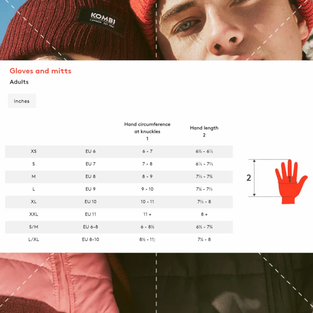 Kombi Men's Storm Cuff Soft Warm Insulated Waterproof Breathable Comfortable Durable Winter Skiing Gloves, Black, Small