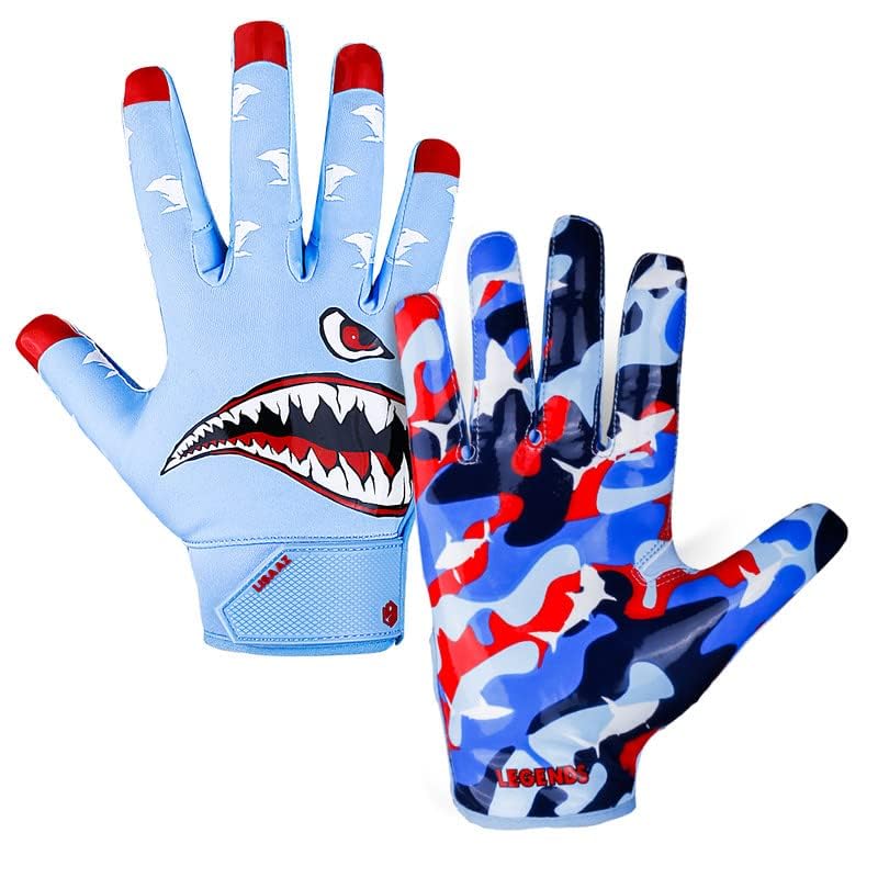 LISAAZ Ball Feel Sensation Football Gloves - Tacky Grip for Youth and Adult, Top Notch Receiver Gloves for Men and Kids 8-12
