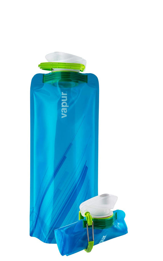 Vapur, Collapsible Water Bottle- 1 Liter, 33 Ounces- Reusable Leak Proof Water Bottles with Carabiner for Working Out, Camping, Backpacking, Hiking, & Travel!, Water Element Anti-Bottle Blue