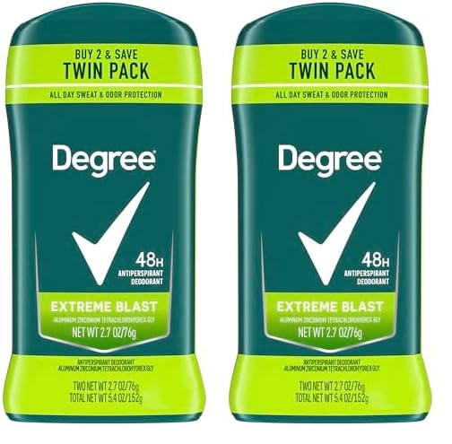 Degree Men Original Protection Antiperspirant Deodorant 48-Hour Sweat & Odor Protection Extreme Blast Antiperspirant For Men 2.7 oz, Twin Pack (Pack of 2)
