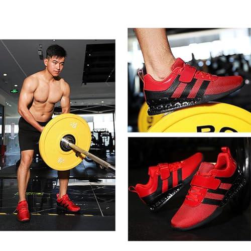 HusSeN Squat Deadlift Shoes for Mens Lightweight Anti-Skid Breathable Gym Sneakers Powerlifting Shoes Indoor Fitness Sneakers Balance Comprehensive Training Shoes Gold