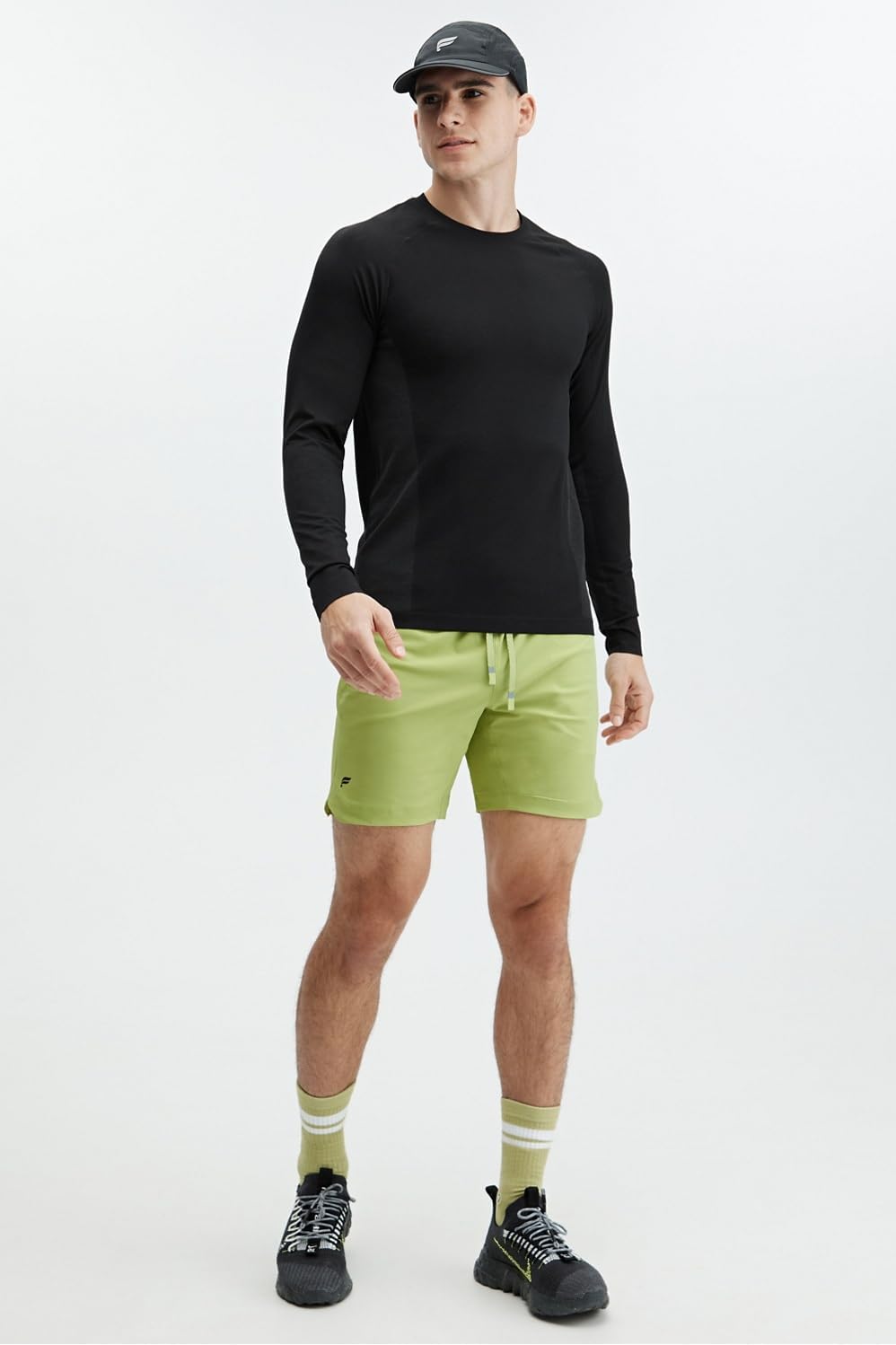 Fabletics Men's The Training Day Long Sleeve Tee, Performance, Running, Workout, Athletic, Active, Gym, Mens Seamless, XXL, Black