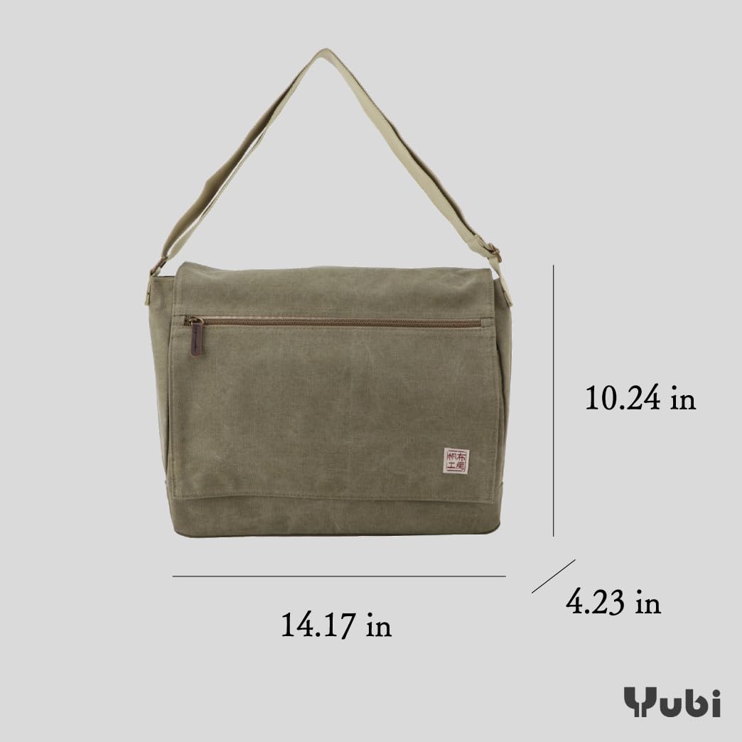 HANPU KOUBOU Shoulder Bag Messenger Bag Men Ladies Canvas Shoulder Laptop bag crossbody Diagonal 3X81 (Khaki)