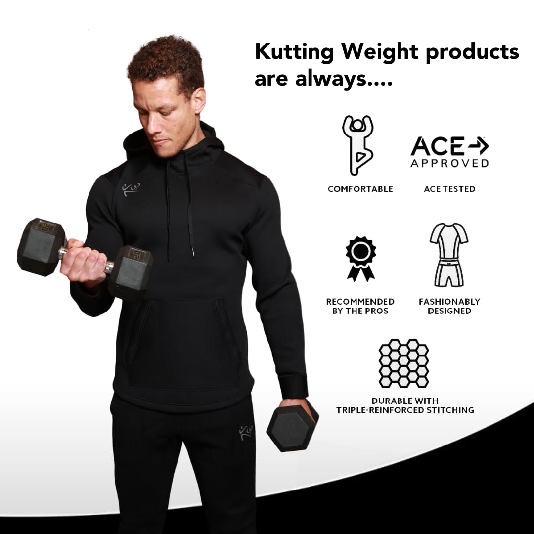 Kutting Weight - Sauna Hoodie V4 - SweatTech Neoprene Sauna Hoodie - For Exercise, Workout, Heat Training & Weight Loss - Breathable & Flexible - Maximize Workouts - Unisex - XS - Black