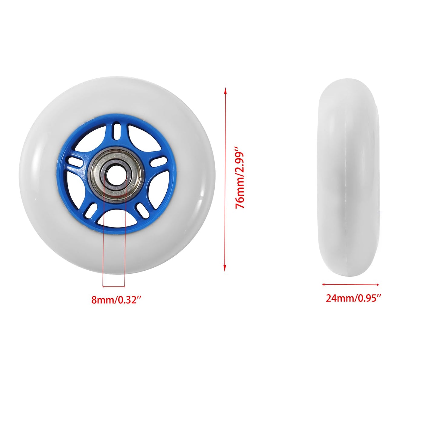 KAMIER Rip Stik 76mm Wheels Replacement for Razor RipStik Ripster Ripsurf Caster Board FlashRider RipRider PowerRider 360 Caster Trike Kids Scooter Skateboarded CasterBoard Wheel Parts Blue (2 Pack)